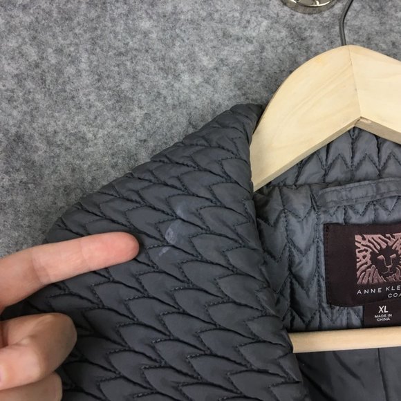 Anne Klein Coat Womens XL Quilted Textured Filled Insulated Gray Pockets Zip Up - Picture 5 of 13